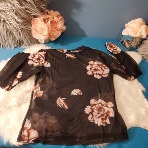 Beautiful blouse see thru black ,rose pink